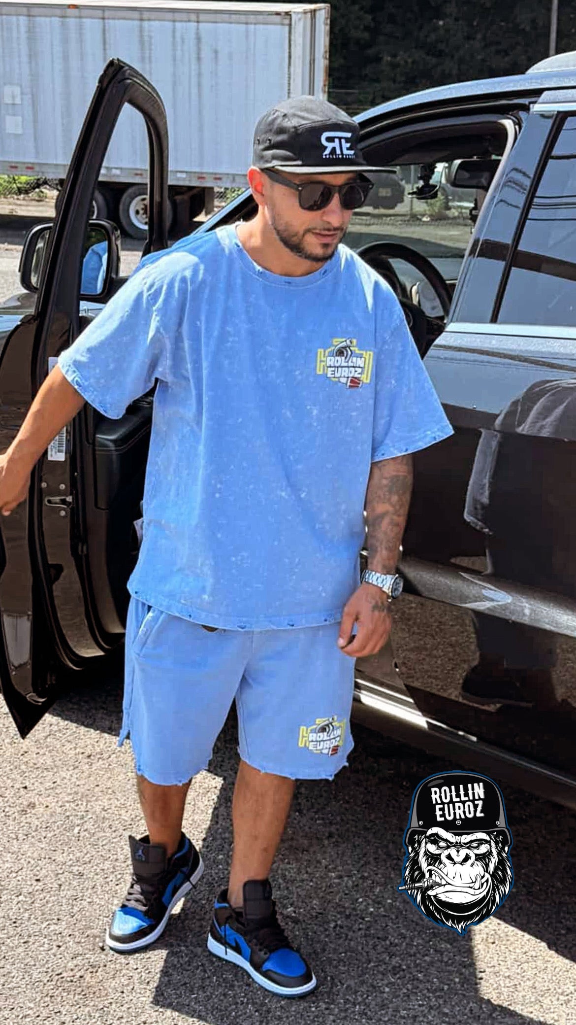 Rollin Euroz Distressed Shirt/Shorts Sets